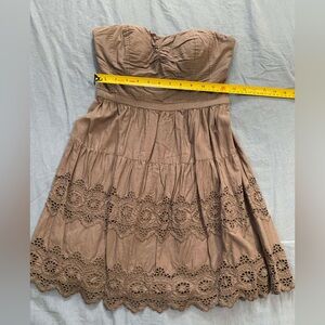 American Eagle Outfitters Strapless gray Eyelet Dress